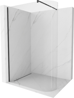 Mexen Kioto zaoblená sprchová stěna Walk-in 130x200, transp. 8, černá 800-130-101-70-06