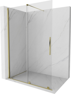 Mexen Velar Walk-in sprchová stěna 130x200 cm, 8 transparent, zlatá 871-130-000-03-50