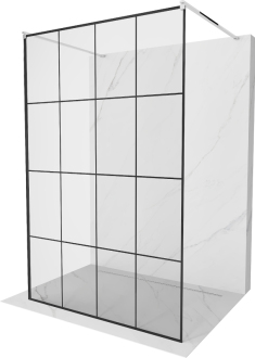 Mexen Kioto volně stojící sprchová stěna 150x200 cm, černý vzor 8, chrom 800-150-002-01-77