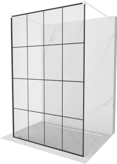 Mexen Kioto volně stojící sprchová stěna 150x200 cm, černý vzor 8, bílá 800-150-002-20-77