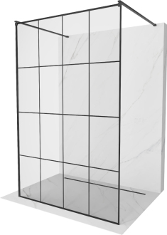 Mexen Kioto volně stojící sprchová stěna 150x200 cm, černý vzor 8, černá 800-150-002-70-77