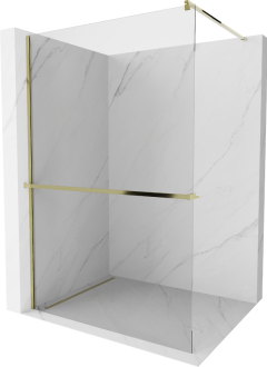 Mexen KIOTO+ zástěna Walk-in s policí 75x200 cm, transparent, zlatá 800-075-121-50-00