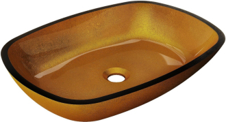 Mexen Araks skleněné umyvadlo na desku 54 x 39 cm, zlaté - 24155450