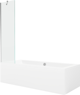 Mexen Cube vana 170x80cm panel + zástěna 50 cm, transparent, chrom 550517080X9505000001