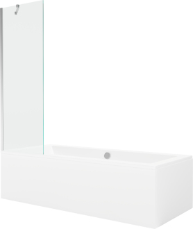 Mexen Cube vana 170x80cm panel + zástěna 60 cm, transparent, chrom 550517080X9506000001