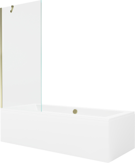 Mexen Cube vana 170x80cm panel + zástěna 80 cm, průhledná, zlatá 550517080X9508000050