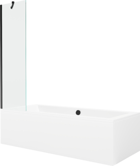 Mexen Cube vana 170x80cm panel + zástěna 50 cm, průhledná, černá 550517080X9505000070