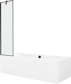 Mexen Cube vana 170x80 cm s panelem a zástěnou 50 cm, černý vzor 550517080X9505007070