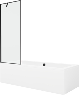 Mexen Cube vana 170x80 cm s panelem a zástěnou 70 cm, černý vzor 550517080X9507007070
