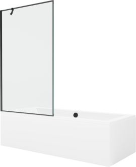 Mexen Cube vana 170x80 cm s panelem a zástěnou 100 cm, černý vzor 550517080X9510007070