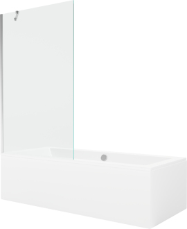 Mexen Cube vana 180x80cm panel + zástěna 100 cm, transparent, chrom 550518080X9510000001