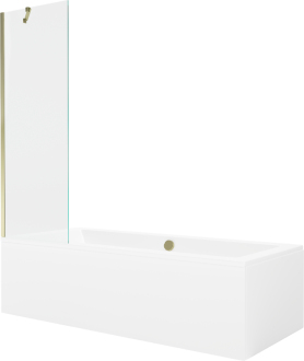 Mexen Cube vana 180x80cm panel + zástěna 60 cm, průhledná, zlatá 550518080X9506000050