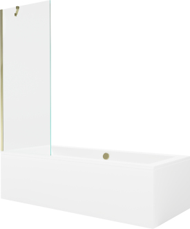 Mexen Cube vana 180x80cm panel + zástěna 70 cm, průhledná, zlatá 550518080X9507000050