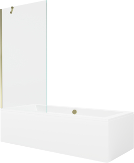 Mexen Cube vana 180x80cm panel + zástěna 90 cm, průhledná, zlatá 550518080X9509000050