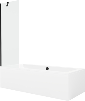 Mexen Cube vana 180x80cm panel + zástěna 60 cm, průhledná, černá 550518080X9506000070