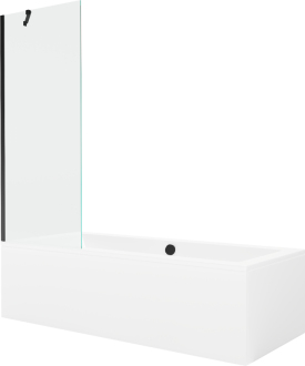 Mexen Cube vana 180x80cm panel + zástěna 70 cm, průhledná, černá 550518080X9507000070