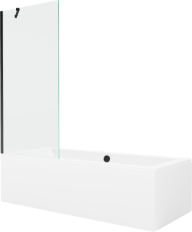 Mexen Cube vana 180x80cm panel + zástěna 80 cm, průhledná, černá 550518080X9508000070