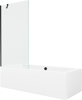 Mexen Cube vana 180x80cm panel + zástěna 90 cm, průhledná, černá 550518080X9509000070