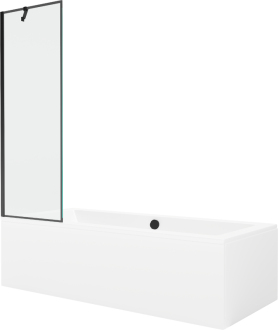 Mexen Cube vana 180x80 cm s panelem a zástěnou 60 cm, černý vzor 550518080X9506007070