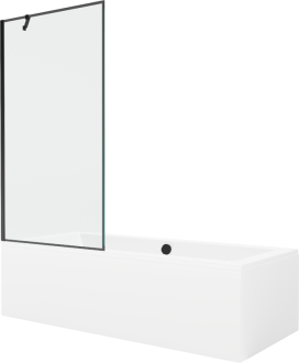 Mexen Cube vana 180x80 cm s panelem a zástěnou 90 cm, černý vzor 550518080X9509007070