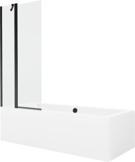 Mexen Cube vana 170x80cm panel + zástěna 80 cm, průhledná, černá 550517080X9408117000