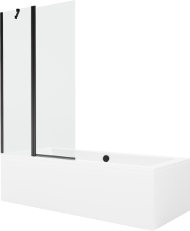 Mexen Cube vana 180x80cm panel + zástěna 100 cm, průhledná, černá 550518080X9410117000