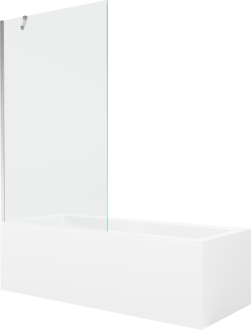 Mexen Cubik vana 150x70cm panel + zástěna 100 cm, transparent, chrom 550315070X9510000001
