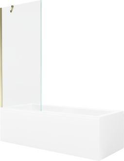 Mexen Cubik vana 150x70cm panel + zástěna 80 cm, průhledná, zlatá 550315070X9508000050