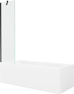 Mexen Cubik vana 150x70cm panel + zástěna 50 cm, průhledná, černá 550315070X9505000070