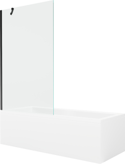 Mexen Cubik vana 150x70cm panel + zástěna 100 cm, průhledná, černá 550315070X9510000070