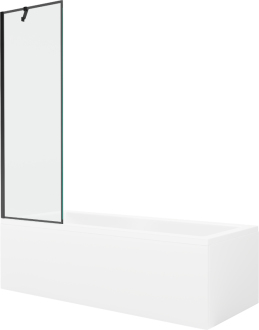 Mexen Cubik vana 150x70 cm s panelem a zástěnou 60 cm, černý vzor 550315070X9506007070