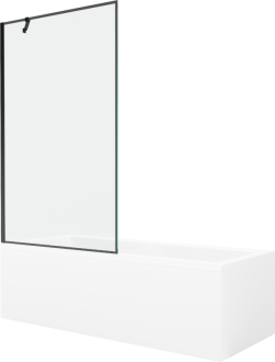 Mexen Cubik vana 150x70 cm s panelem a zástěnou 100 cm, černý vzor 550315070X9510007070