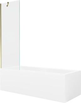 Mexen Cubik vana 160x70cm panel + zástěna 60 cm, průhledná, zlatá 550316070X9506000050