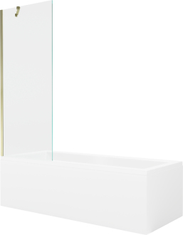 Mexen Cubik vana 160x70cm panel + zástěna 70 cm, průhledná, zlatá 550316070X9507000050