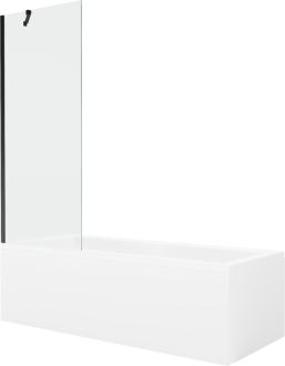 Mexen Cubik vana 160x70cm panel + zástěna 70 cm, průhledná, černá 550316070X9507000070