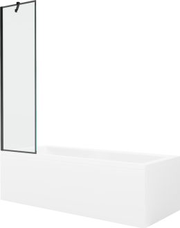 Mexen Cubik vana 160x70 cm s panelem a zástěnou 50 cm, černý vzor 550316070X9505007070