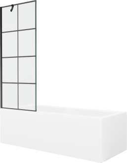 Mexen Cubik vana 160x70 cm s panelem a zástěnou 70 cm, černý vzor 550316070X9507007077
