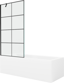 Mexen Cubik vana 160x70 cm s panelem a zástěnou 90 cm, černý vzor 550316070X9509007077