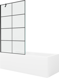 Mexen Cubik vana 160x70 cm s panelem a zástěnou 100 cm, černý vzor 550316070X9510007077