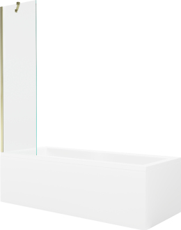 Mexen Cubik vana 170x70cm panel + zástěna 50 cm, transparent, zlatá 550317070X9505000050