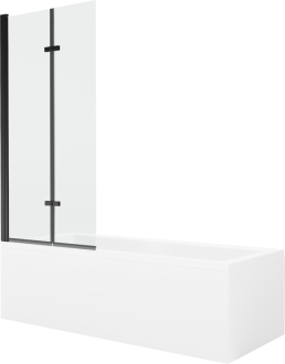 Mexen Cubik vana 150x70cm panel + zástěna 80 cm, průhledná, černá 550315070X9208027000