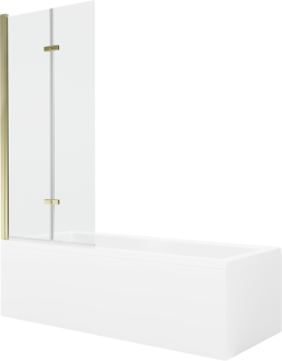 Mexen Cubik vana 170x70cm panel + zástěna 80 cm, průhledná, zlatá 550317070X9208025000