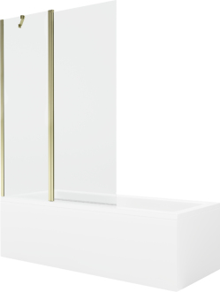 Mexen Cubik vana 160x70 cm panel a zástěna 120 cm, transparent, zlatá 550316070X9412115000