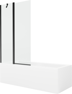 Mexen Cubik vana 160x70cm panel + zástěna 100 cm, průhledná, černá 550316070X9410117000