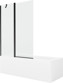 Mexen Cubik vana 160x70cm panel + zástěna 120 cm, průhledná, černá 550316070X9412117000