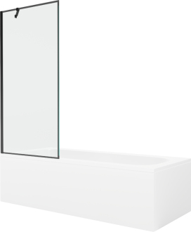 Mexen Vega vana 150x70 cm s panelem a zástěnou 80 cm, černý vzor 550115070X9508007070