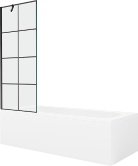 Mexen Vega vana 150x70 cm s panelem a zástěnou 70 cm, černý vzor 550115070X9507007077