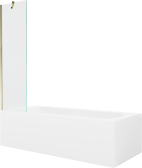 Mexen Vega vana 160x70cm panel + zástěna 50 cm, průhledná, zlatá 550116070X9505000050