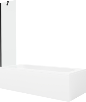 Mexen Vega vana 160x70cm panel + zástěna 50 cm, průhledná, černá 550116070X9505000070