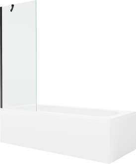 Mexen Vega vana 160x70cm panel + zástěna 70 cm, průhledná, černá 550116070X9507000070